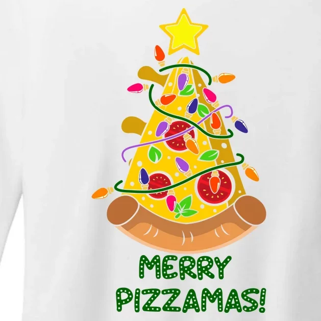 Merry Pizzamas Christmas Pizza Lover Gift Womens CVC Long Sleeve Shirt