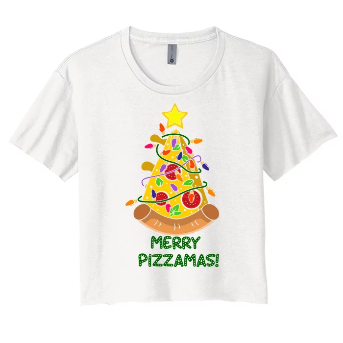 Merry Pizzamas Christmas Pizza Lover Gift Women's Crop Top Tee