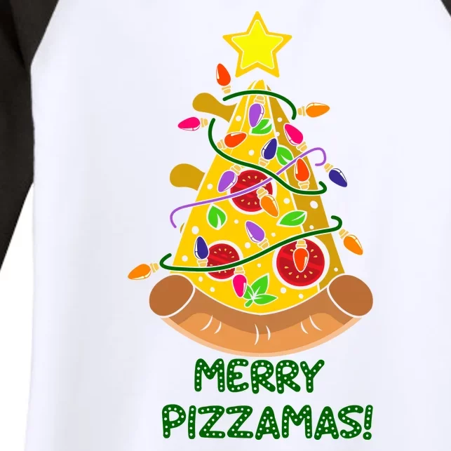 Merry Pizzamas Christmas Pizza Lover Gift Women's Tri-Blend 3/4-Sleeve Raglan Shirt