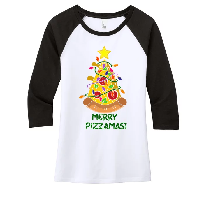 Merry Pizzamas Christmas Pizza Lover Gift Women's Tri-Blend 3/4-Sleeve Raglan Shirt