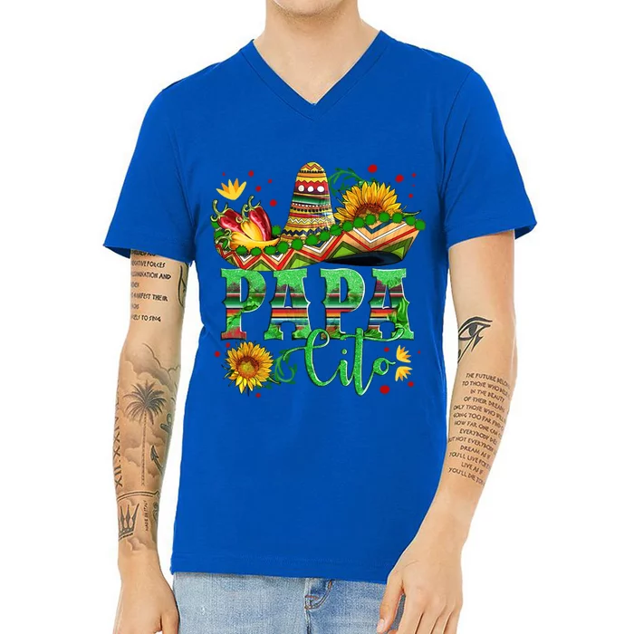 Mexican Papa Cito Flower Sunhat Cute Gift V-Neck T-Shirt