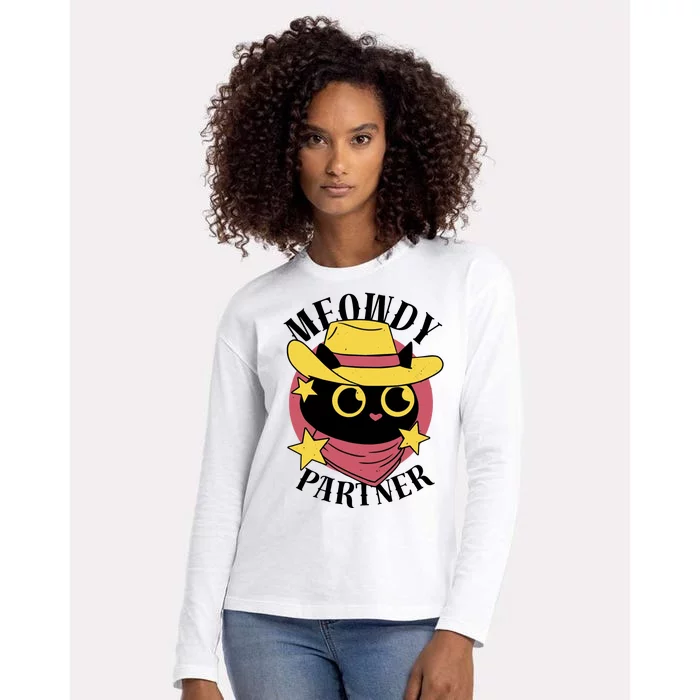 Meowdy Partner Country Cat Womens Cotton Relaxed Long Sleeve T-Shirt