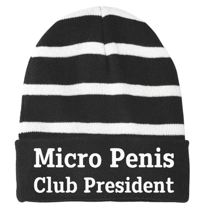 Micro Penis Club President Joke Striped Beanie with Solid Band