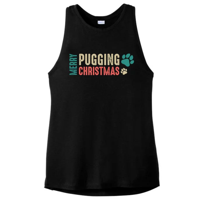 Merry Pugging Christmas Holiday Pug Christmas Gift Ladies Tri-Blend Wicking Tank