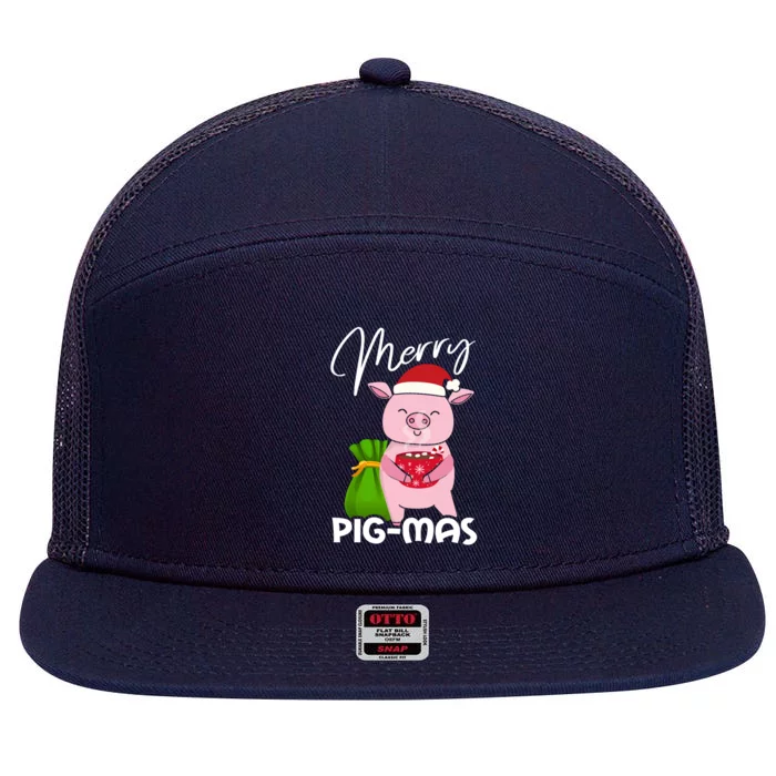 Merry Pigmas Christmas Pig For Swine Lovers Great Gift 7 Panel Mesh Trucker Snapback Hat