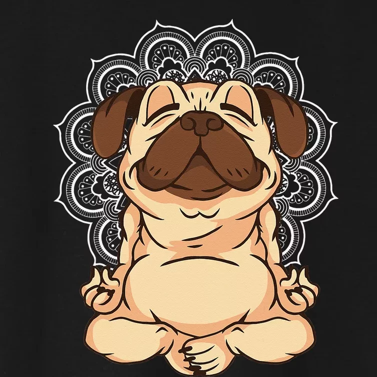 Meditation Pug Dog Buddha Zen Yoga Lover Funny Buddhist Women's Crop Top Tee