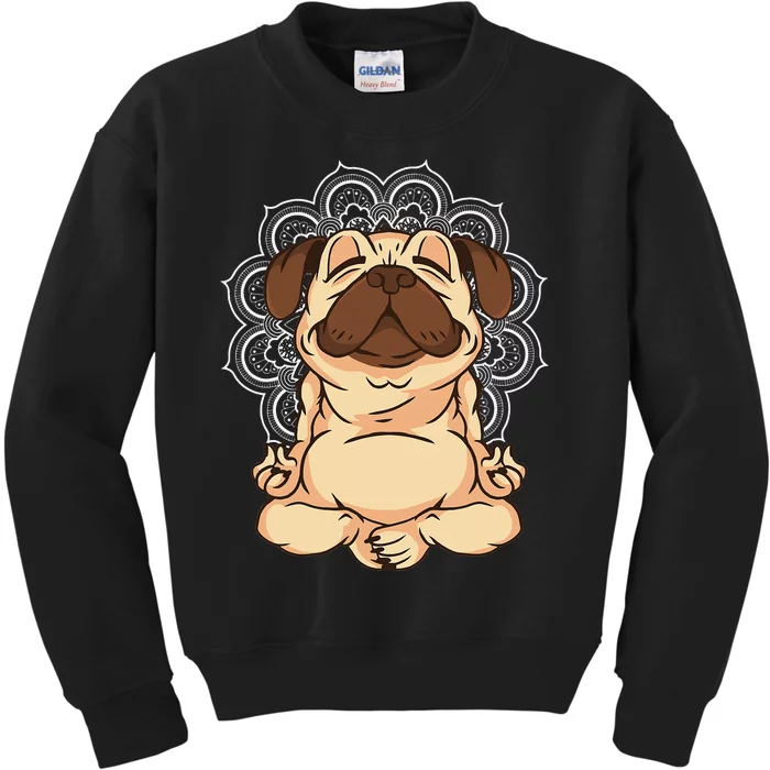 Meditation Pug Dog Buddha Zen Yoga Lover Funny Buddhist Kids Sweatshirt