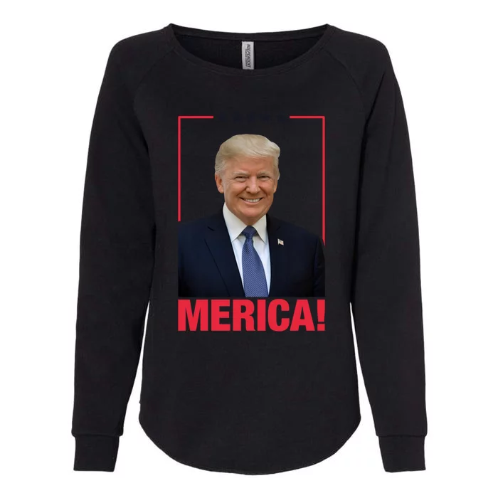 Merica! President Donald Trump Presidential Portrait Meme Gift Womens California Wash Sweatshirt