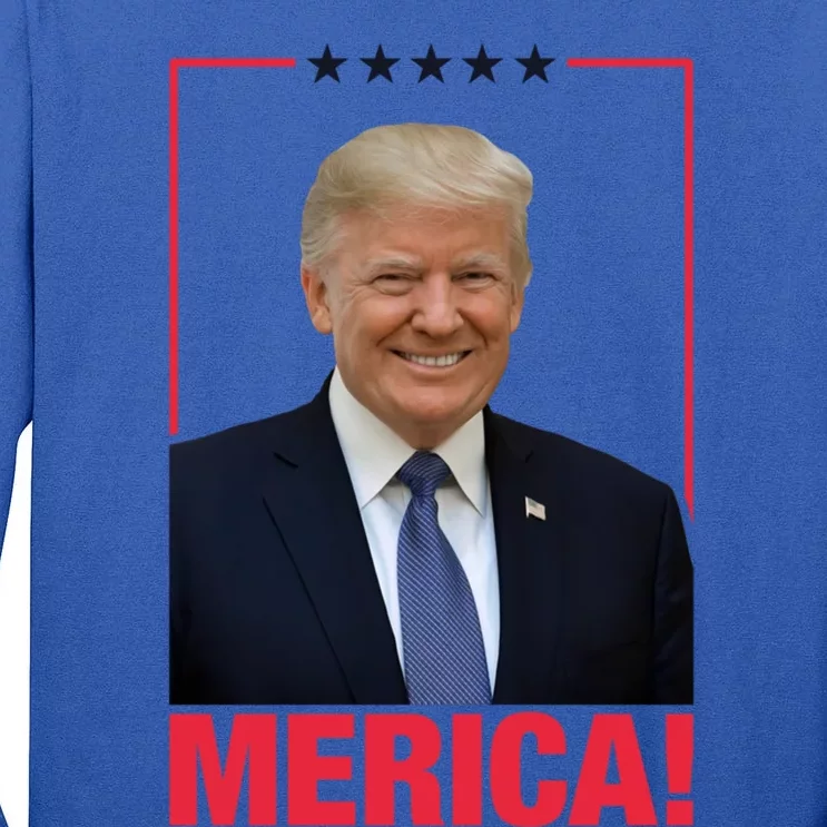 Merica! President Donald Trump Presidential Portrait Meme Gift Tall Long Sleeve T-Shirt