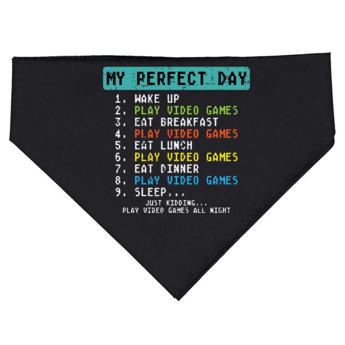 My Perfect Day Play Video Games USA-Made Doggie Bandana