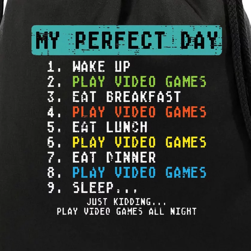 My Perfect Day Play Video Games Drawstring Bag