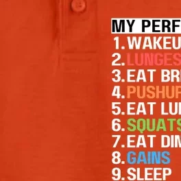 My Perfect Day Lunges Pushups Squats Workout Gains Mom Dad Gift Dry Zone Grid Performance Polo