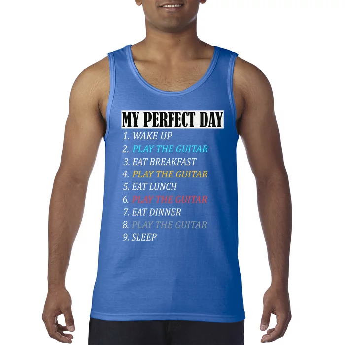 My Perfect Day Play Guitar Vintage Print Items Gift Tank Top