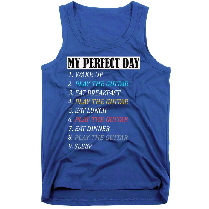 My Perfect Day Play Guitar Vintage Print Items Gift Tank Top