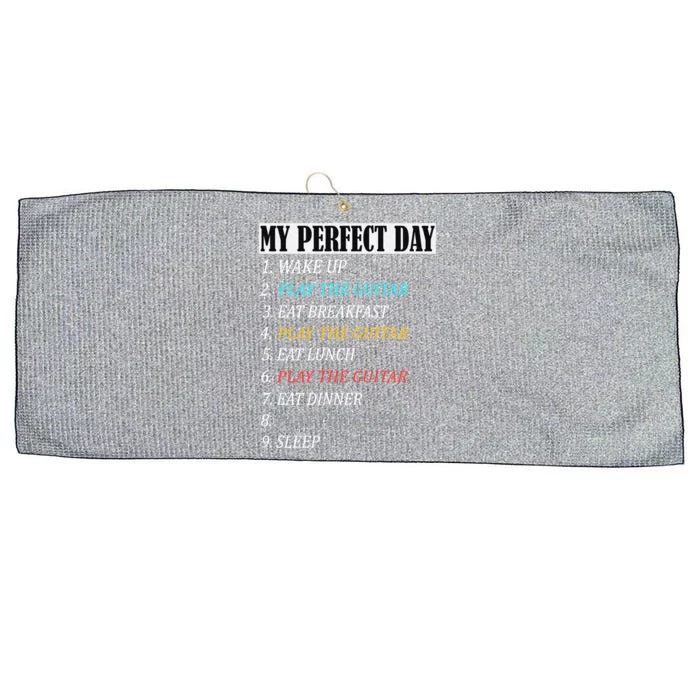 My Perfect Day Play Guitar Vintage Print Items Gift Large Microfiber Waffle Golf Towel