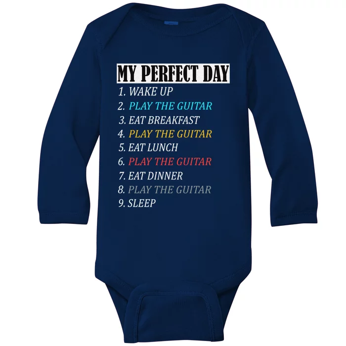 My Perfect Day Play Guitar Vintage Print Items Gift Baby Long Sleeve Bodysuit