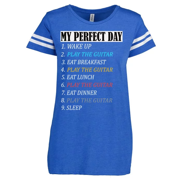 My Perfect Day Play Guitar Vintage Print Items Gift Enza Ladies Jersey Football T-Shirt