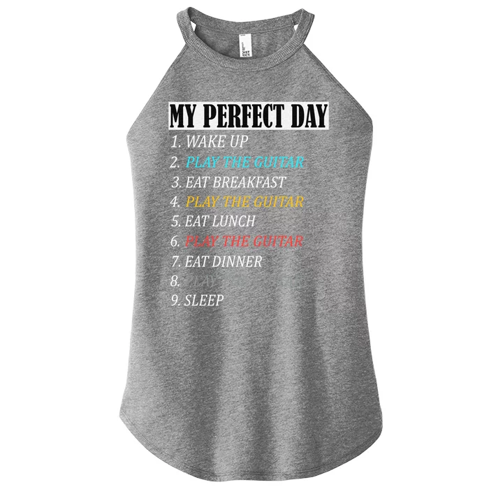 My Perfect Day Play Guitar Vintage Print Items Gift Women’s Perfect Tri Rocker Tank