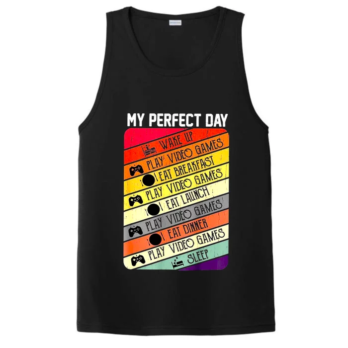 My Perfect Day Video Games Gaming Daily Routine Gamer Gift Performance Tank