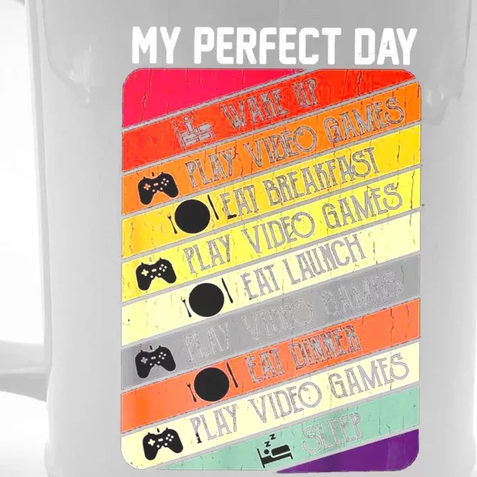 My Perfect Day Video Games Gaming Daily Routine Gamer Gift Front & Back Beer Stein