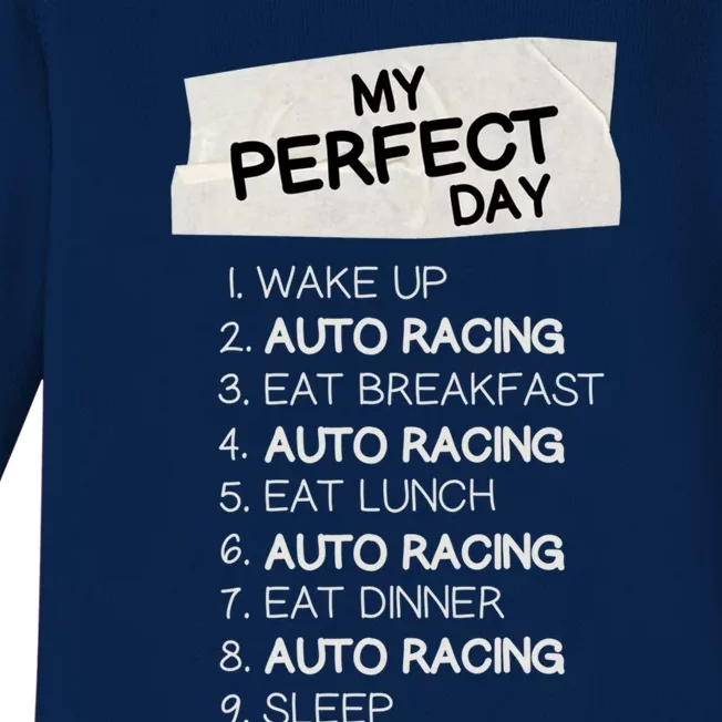 My Perfect Day Car Racing Rest Day Auto Racing Day Off Cute Gift Baby Long Sleeve Bodysuit