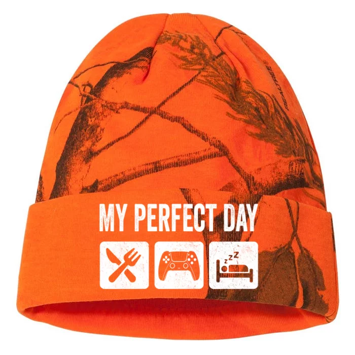 My Perfect Day Video Games Gift Funny Cool Gamer Tee Gift Great Gift Kati - 12in Camo Beanie