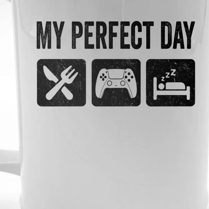 My Perfect Day Video Games Gift Funny Cool Gamer Tee Gift Great Gift Front & Back Beer Stein