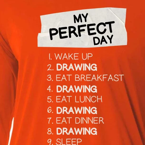 My Perfect Day Drawing Rest Day Painting Day Off Holiday Gift Cooling Performance Long Sleeve Crew