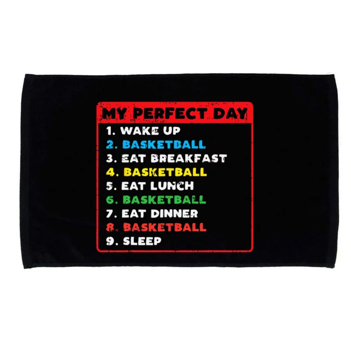 My Perfect Day Basketball Funny Coach Player Women Men Gift Microfiber Hand Towel