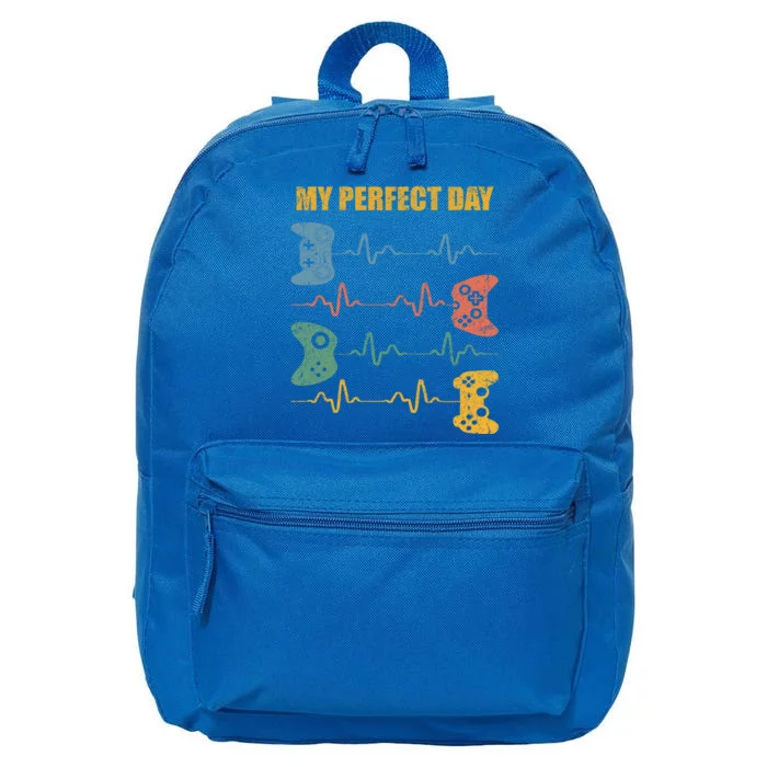 My Perfect Day Video Games Gift Funny Cool Gamer Tee Gift 16 in Basic Backpack