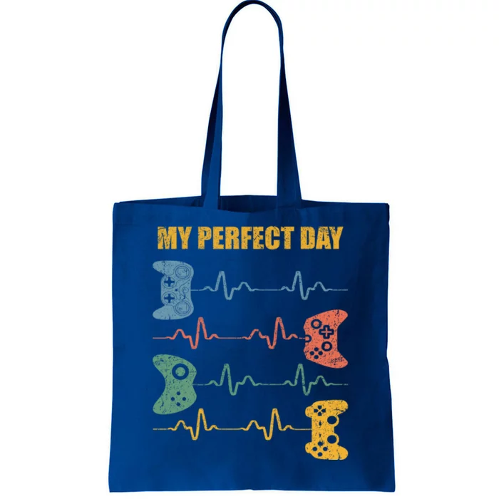 My Perfect Day Video Games Gift Funny Cool Gamer Tee Gift Tote Bag