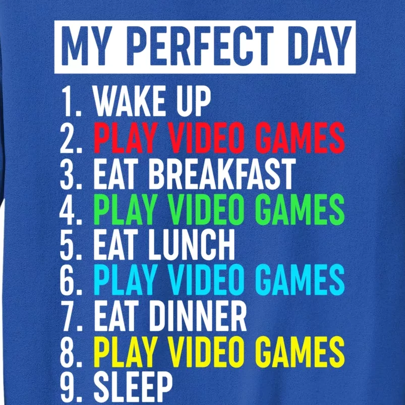 My Perfect Day Video Games Gift Funny Cool Gamer Tee Gift Tall Sweatshirt