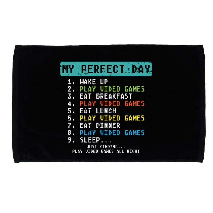 My Perfect Day Play Video Games Funny Gamer Microfiber Hand Towel