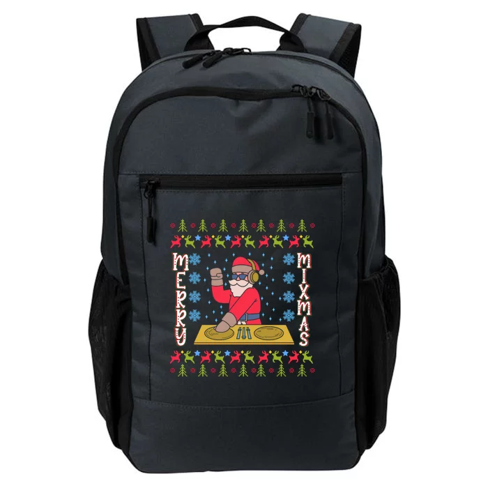 Music Producer Dj Xmas Mixmas Audio Engineer Ugly Christmas Funny Gift Daily Commute Backpack