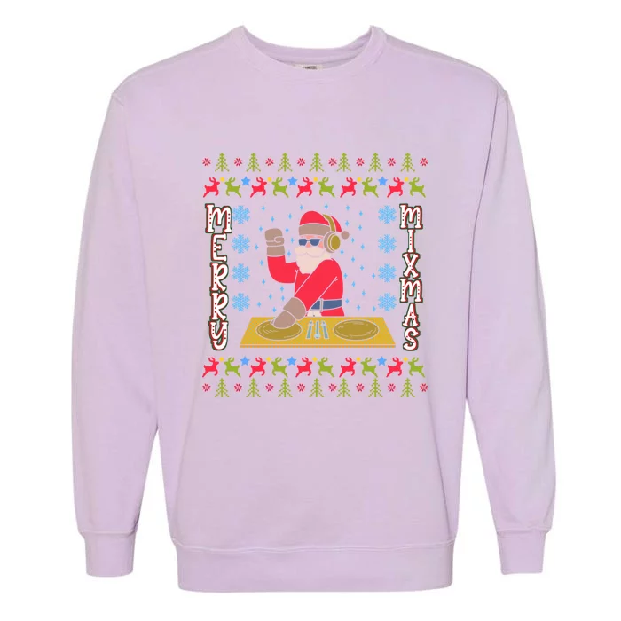 Music Producer Dj Xmas Mixmas Audio Engineer Ugly Christmas Funny Gift Garment-Dyed Sweatshirt