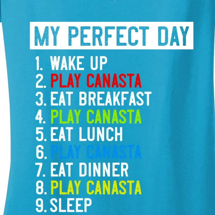 My Perfect Day: Canasta All Day Long! Funny Gift Women's V-Neck T-Shirt