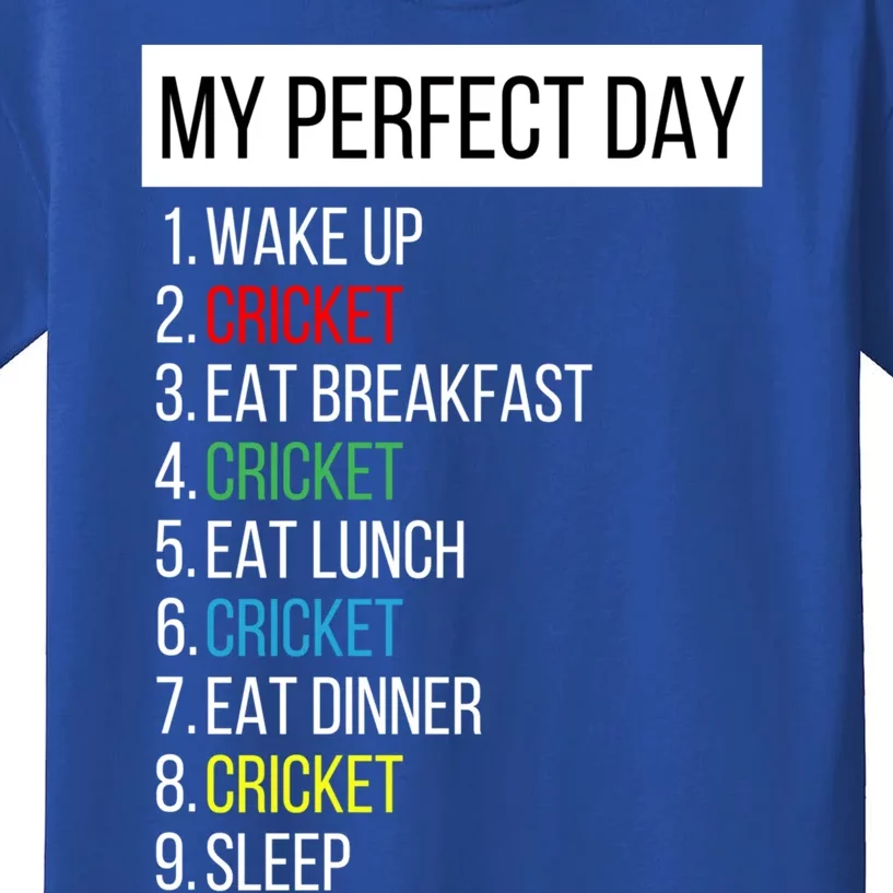 My Perfect Day Cricket Gift Kids T-Shirt