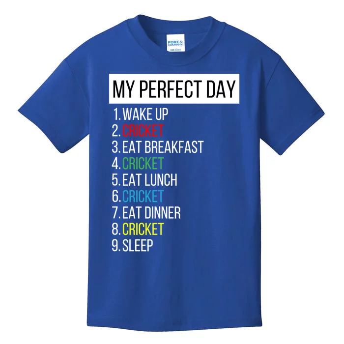 My Perfect Day Cricket Gift Kids T-Shirt