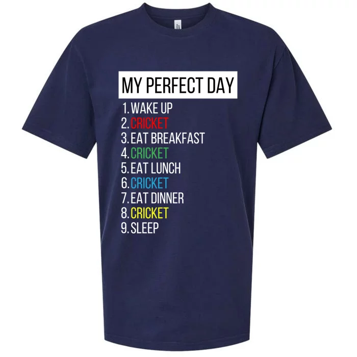 My Perfect Day Cricket Gift Sueded Cloud Jersey T-Shirt