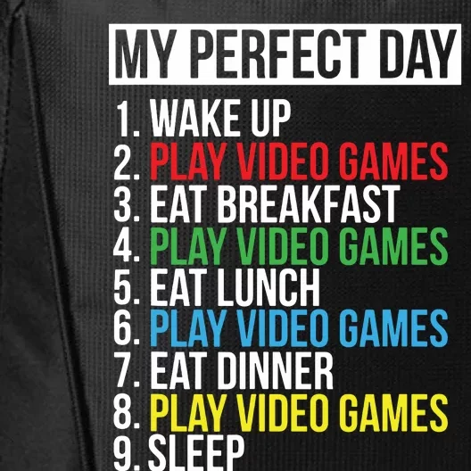 My Perfect Day Black Classic Fit Gamer Crew Neck Short Sleeve Polyester Cotton City Backpack