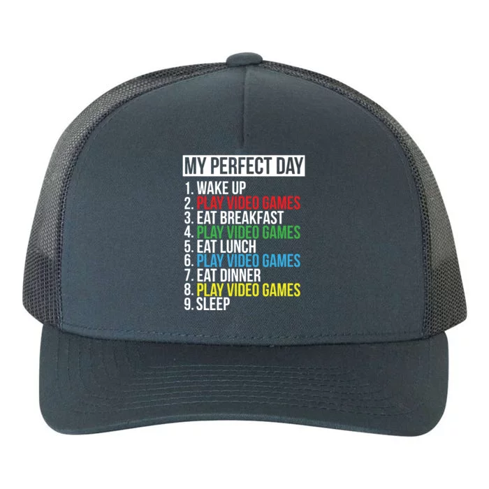 My Perfect Day Black Classic Fit Gamer Crew Neck Short Sleeve Polyester Cotton Yupoong Adult 5-Panel Trucker Hat