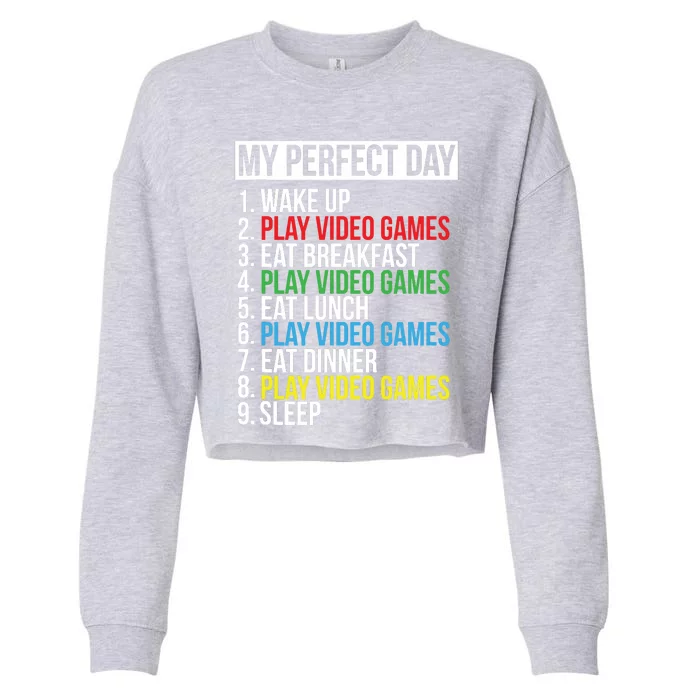 My Perfect Day Black Classic Fit Gamer Crew Neck Short Sleeve Polyester Cotton Cropped Pullover Crew