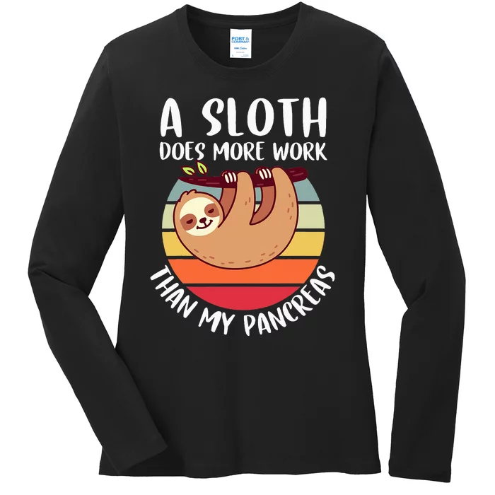 My Pancreas Diabetes Type 1 T1d Sloth Ladies Long Sleeve Shirt