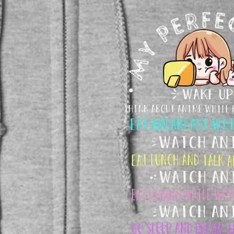 My Perfect Day Watch Anime Manga Lover Gifts Kawaii Cat Full Zip Hoodie