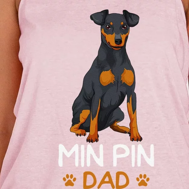 Min Pin Dad Miniature Pinscher Dog Father Father´s Day Cute Women's Knotted Racerback Tank