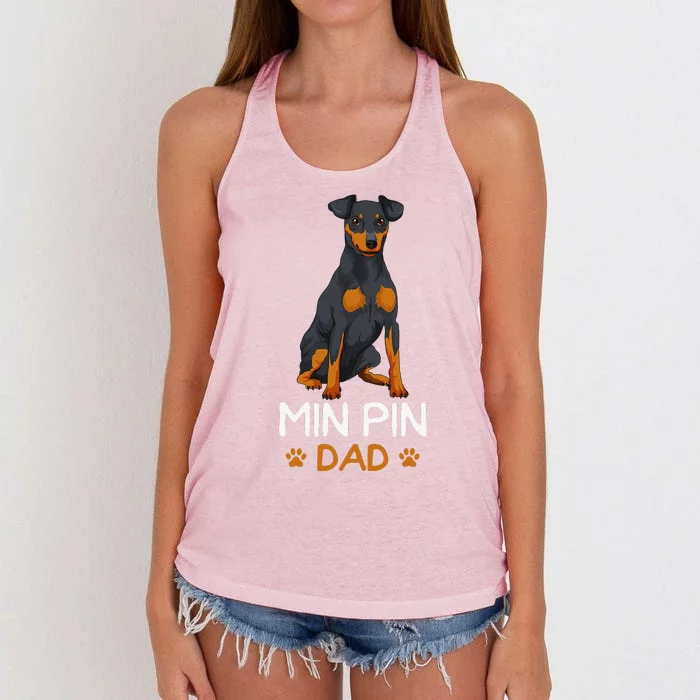 Min Pin Dad Miniature Pinscher Dog Father Father´s Day Cute Women's Knotted Racerback Tank