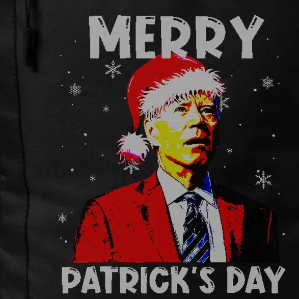 Merry Patricks Day Christmas Joe Biden Santa Hat Ugly Christmas Daily Commute Backpack