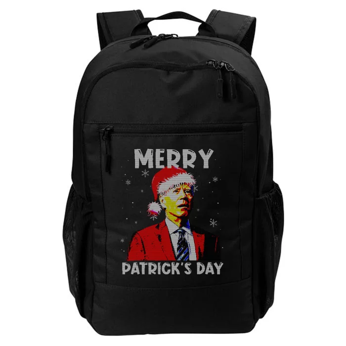 Merry Patricks Day Christmas Joe Biden Santa Hat Ugly Christmas Daily Commute Backpack