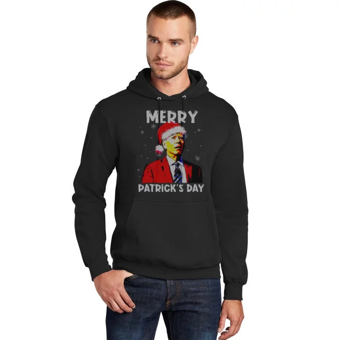 Merry Patricks Day Christmas Joe Biden Santa Hat Ugly Christmas Tall Hoodie