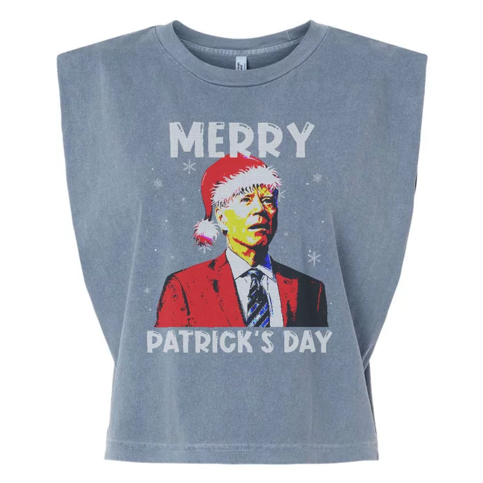 Merry Patricks Day Christmas Joe Biden Santa Hat Ugly Christmas Garment-Dyed Women's Muscle Tee